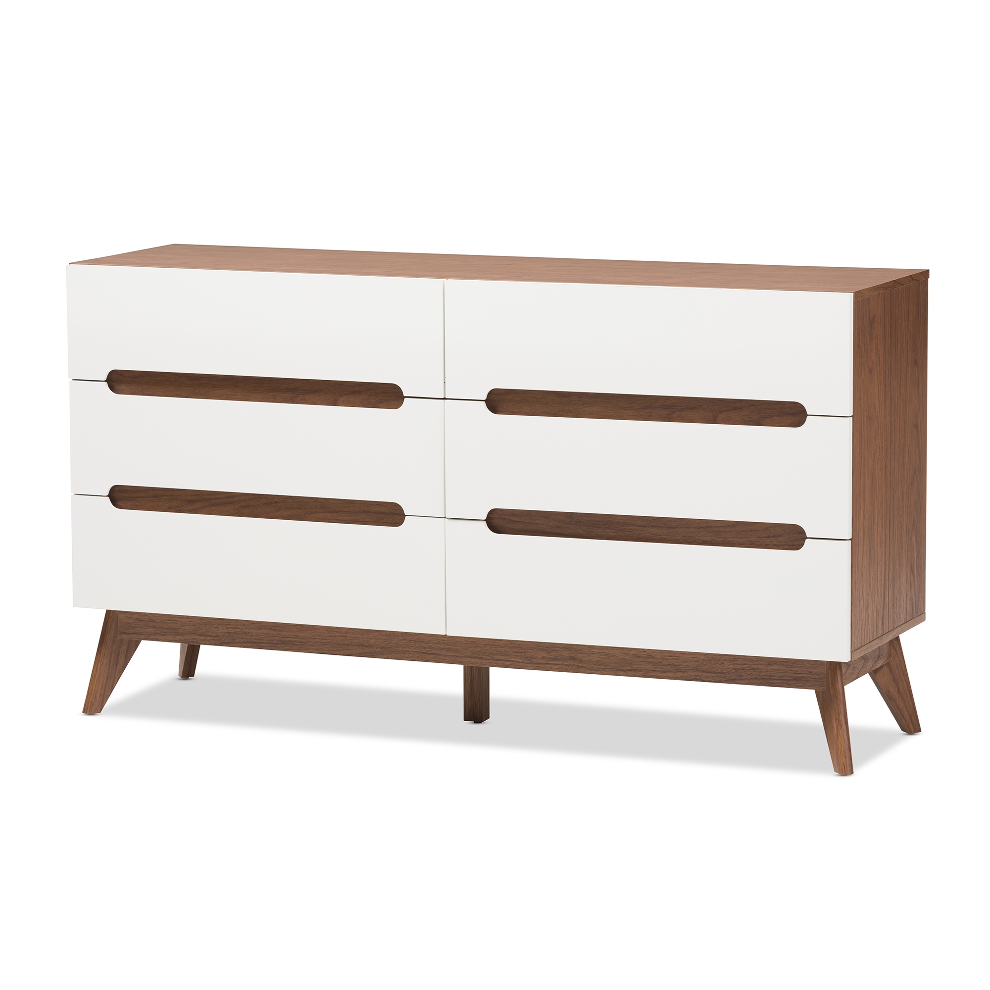 Baxton Studio Calypso Mid Century Modern White and Walnut